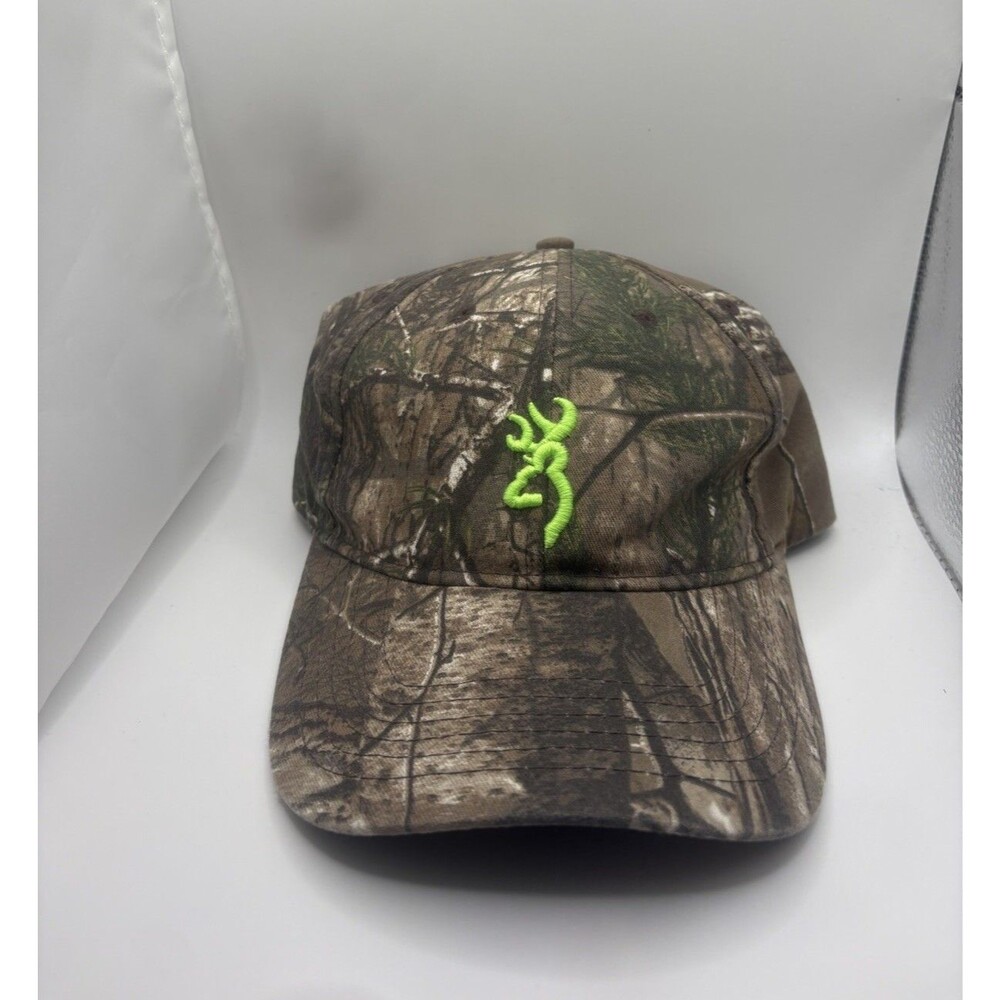 Browning Camo Baseball Cap Green Embroidered Buckmark Logo OSFA Hat